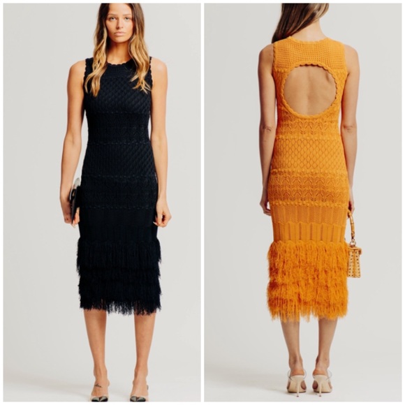 Torn By Ronny Kobo Ryan Dress  Crochet Knit Cutout Stunning texture! - Picture 11 of 11